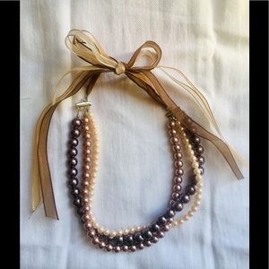 Faux Pearl Ribbon necklace